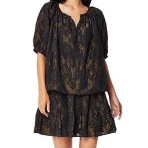 NWT Roller Rabbit Alianne black gold, top skirt set, metallic,  large